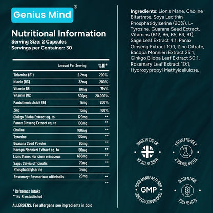 Genius Mind Focus & Cognitive Performance Formula